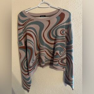Swirled Pattern Cropped Sweater